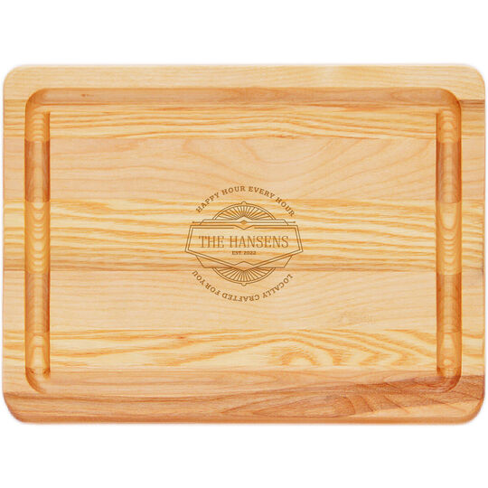 Happy Hour Every Hour Small 10-inch Master Wood Bar Board